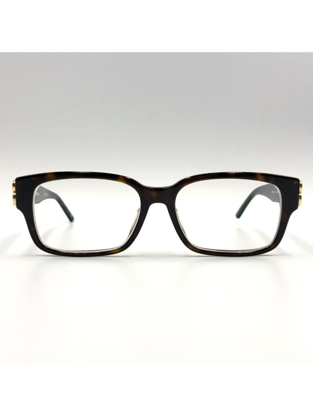Balenciaga BB Logo Tortoiseshell Acetate Metal Clear Gold Brown Sunglasses